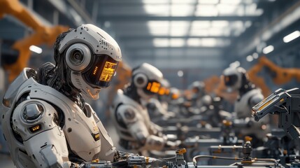 Fototapeta premium Advanced Robotics in High-Tech Manufacturing Facility