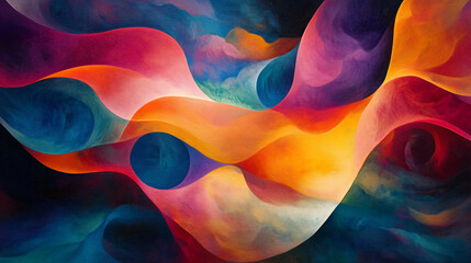 Obraz premium Abstract fluid shapes with vibrant color transitions.