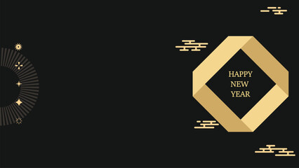Chinese New Year Celebration Ornament in Gold with Geometric Design for banner, poster,wallpaper ,background