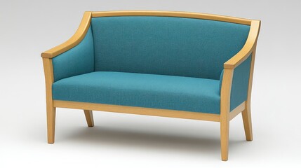 Fototapeta premium Modern Turquoise Sofa with Wood Accents