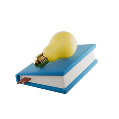 book with light bulb on it, transparent background