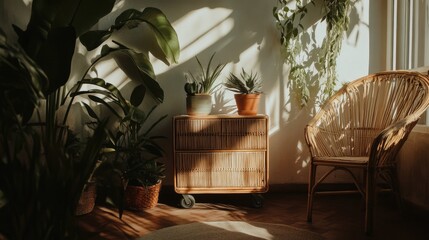Fototapeta premium Cozy Indoor Plant Corner with Natural Light