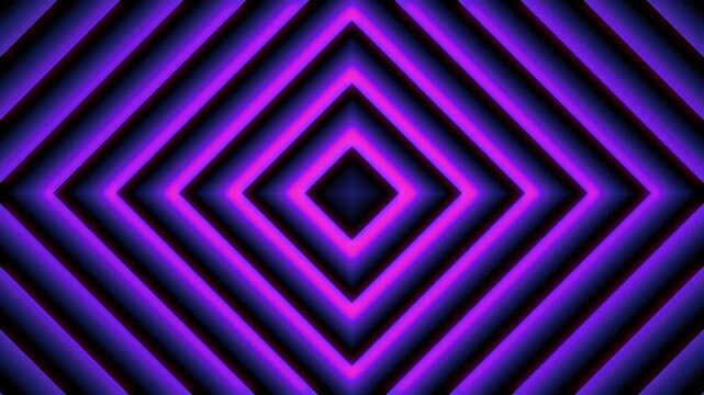 Purple neon squares with depth and perspective, suitable for backgrounds, futuristic designs, and abstract concepts. Great for technology or nightlife themes.