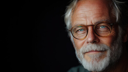 Wisdom and Warmth in Portrait of Senior Man with Bright Blue Eyes