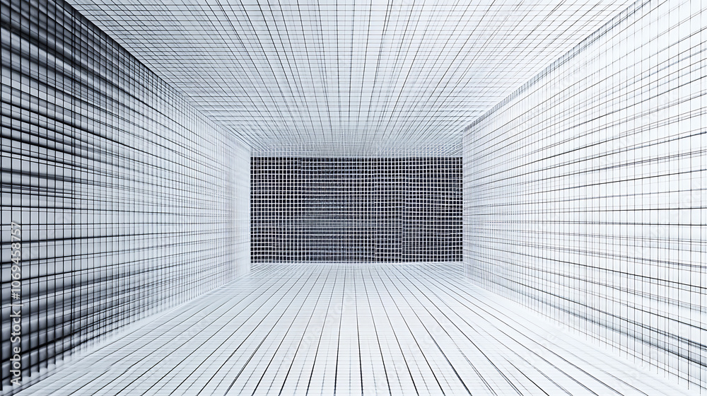 Leinwandbilder grey light grid with lines and dots in it