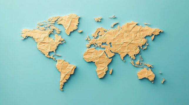 Fototapeta an image of a world map in flat color on a blue background