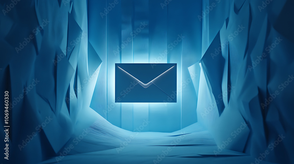 Leinwandbilder message envelope is light up in blue on an abstract background