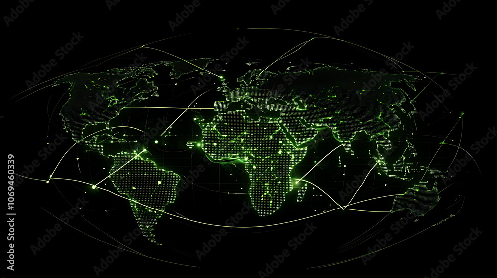 Poster network background with earth map