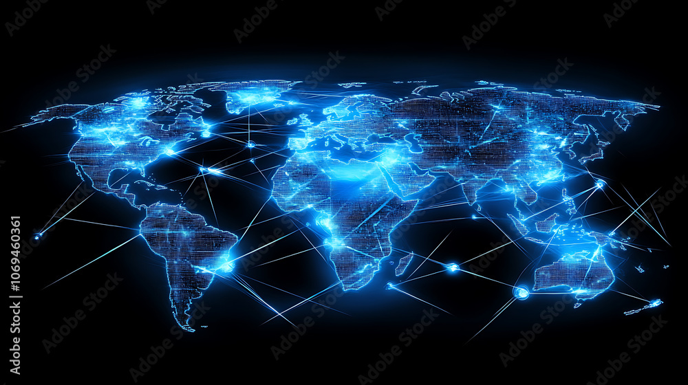 Poster network background with earth map