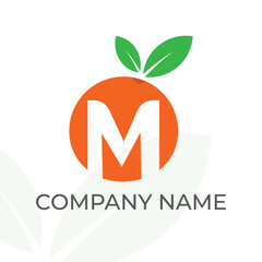 M Orange Logo Design Template