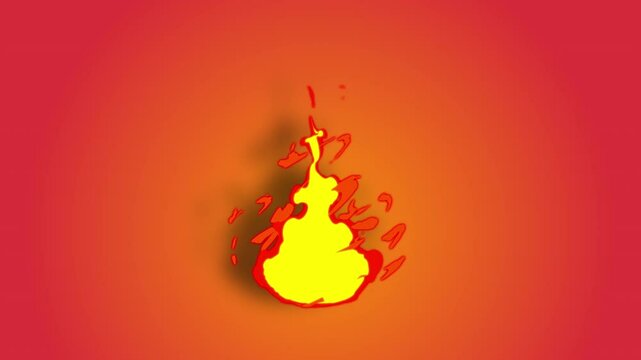 Orange background showcases a vibrant yellow flame with fiery red edges. Suitable for fiery concepts, energy, passion, and creativity themes.