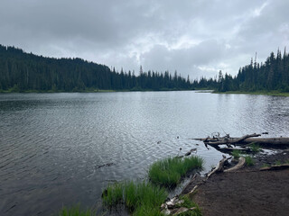 Lake at Mt.Rainier on a cloudy day. 