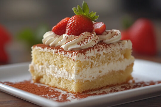 a slice of Colombian tres leches cake topped with cream.
