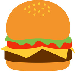 Simple Burger Cartoon Icon Illustration