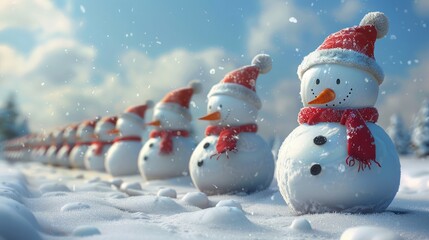 Obraz premium Create an illustration of a cute snowman in the winter for Christmas.