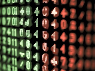 Stockmarket numbers display, red and green days