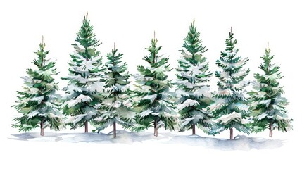 Obraz premium Christmas festival concept, snowy countryside landscape. Mysterious pine tree or fir tree for Christmas design in winter