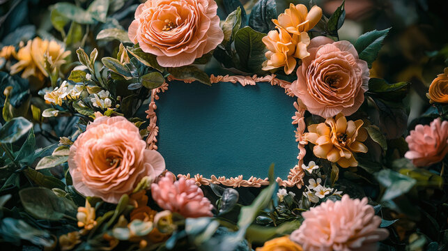 Elegant floral frame with a blank space for text, perfect for invitations or announcements