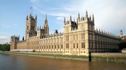 Fototapeta premium The stunning architecture of the Houses of Parliament along the River Thames