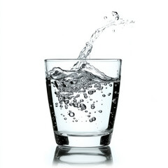 A glass of sparkling mineral water, isolated on a white background, highlighting a hydrating beverage