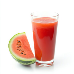 A glass of cold watermelon juice, isolated on a white background, showcasing a refreshing summer drink