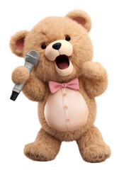 Fototapeta premium Teddy bear singing plush toy white background.