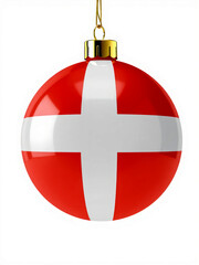 Christmas ball showing Denmark flag isolated on white background