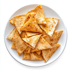 A plate of cheesy quesadillas, isolated on a white background, highlighting a savory Mexican snack