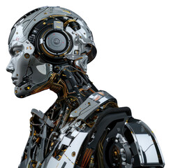 Fototapeta premium PNG Portrait robot futuristic metallic transportation.