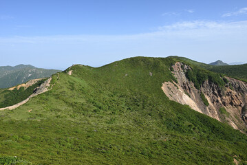 Fototapeta premium Climbing mountain ridge, Nasu, Tochigi, Japan
