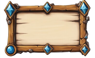 Naklejka premium Wooden Frame UI for Casual Games and Popup Backgrounds