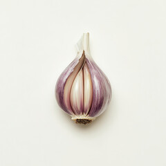 Fototapeta premium A single clove of garlic, isolated on a white background, showcasing a bold and aromatic ingredient