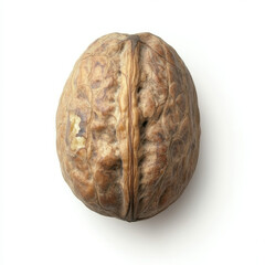 Obraz premium A single walnut, isolated on a white background, showcasing a crunchy and healthy nut