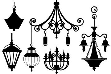 Vector luxury lighting silhouettes collection vector art illustration