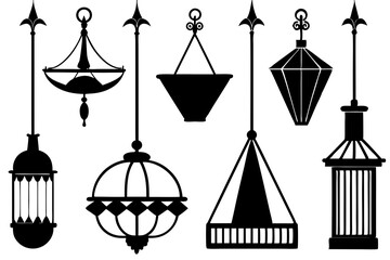 Vector luxury lighting silhouettes collection vector art illustration