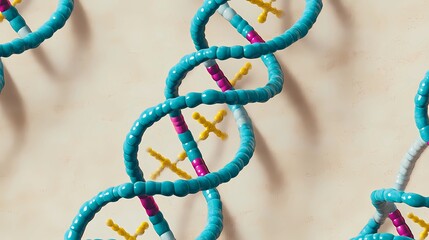 Elegant DNA helix structure with gentle lighting and seamless design, ideal for healthcare and genetic research-themed images or digital backgrounds