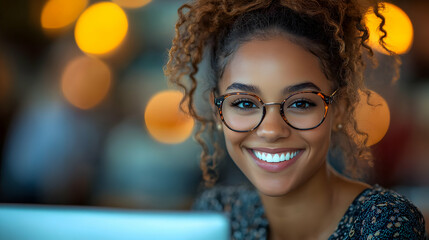 Smiling Woman Wearing Glasses Photo