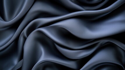 Fototapeta premium Dark Silk Fabric with Smooth Flowing Texture, Elegant and Luxurious Background for Design