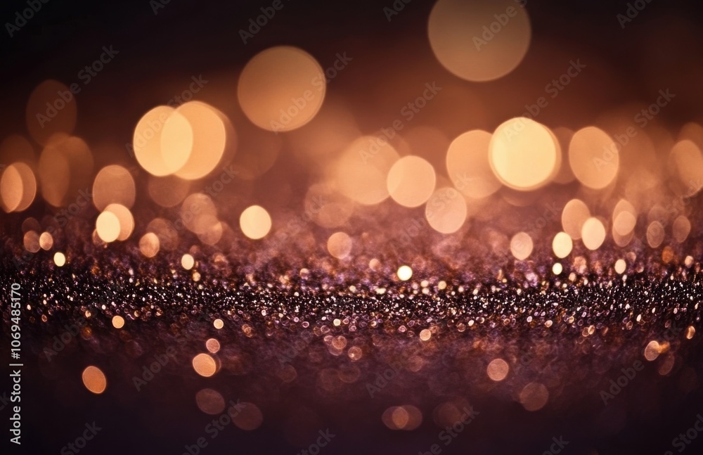Poster a beautiful bokeh background of glittering lights in shades of brown and gold, creating an elegant a