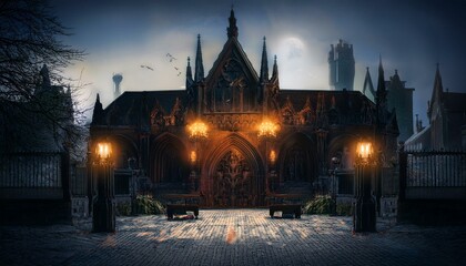 Fototapeta premium Gothic architecture at dusk