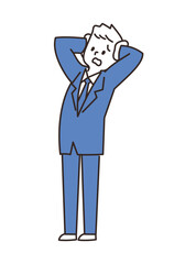 サラリーマン　悩みポーズ