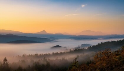 Fototapeta premium Misty mountain sunrise