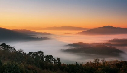 Fototapeta premium Misty mountain sunrise
