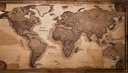 Obraz premium Vintage world map in brown tones