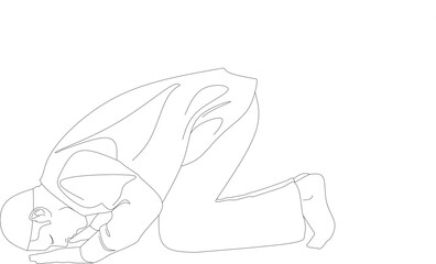 Moslem praying lineart design vrctor,moslem praying black and white singline,