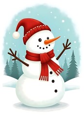 Cute Snowman Illustration for Winter Holidays