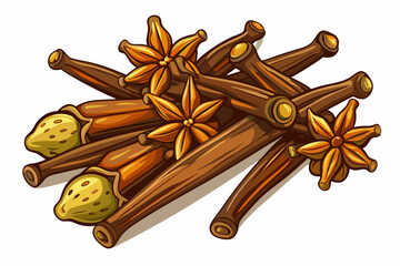 Cloves isolated on white background vector art illustration