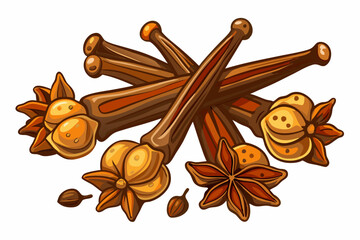 Cloves isolated on white background vector art illustration