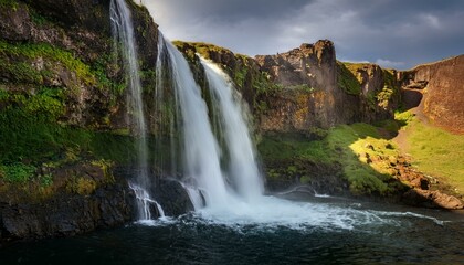 Fototapeta premium Waterfall cascading over cliffs