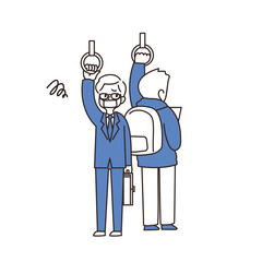 電車　イラスト　リュック　迷惑